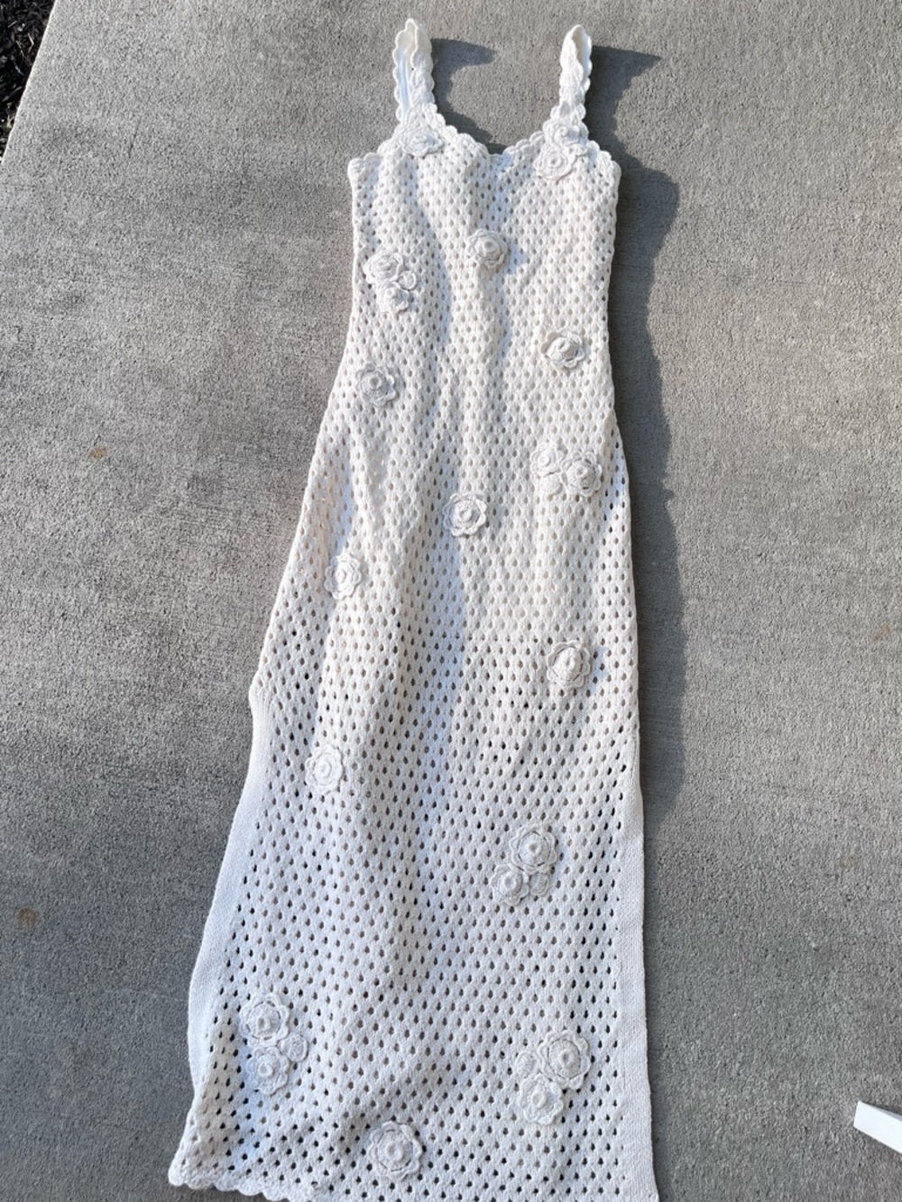 Saltwater Luxe Los Angeles Newland Midi Dress Crochet Knit Flowers Cream NWOT - Picture 5 of 8